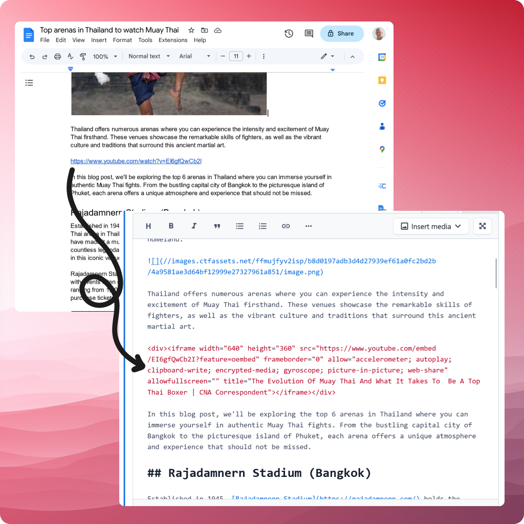 Automatically creates embeds from links in your document