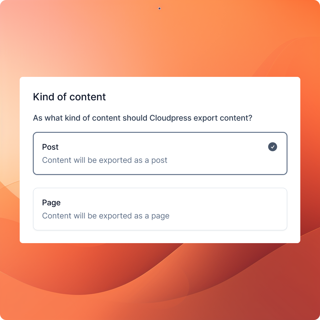 Export content as WordPress posts or pages